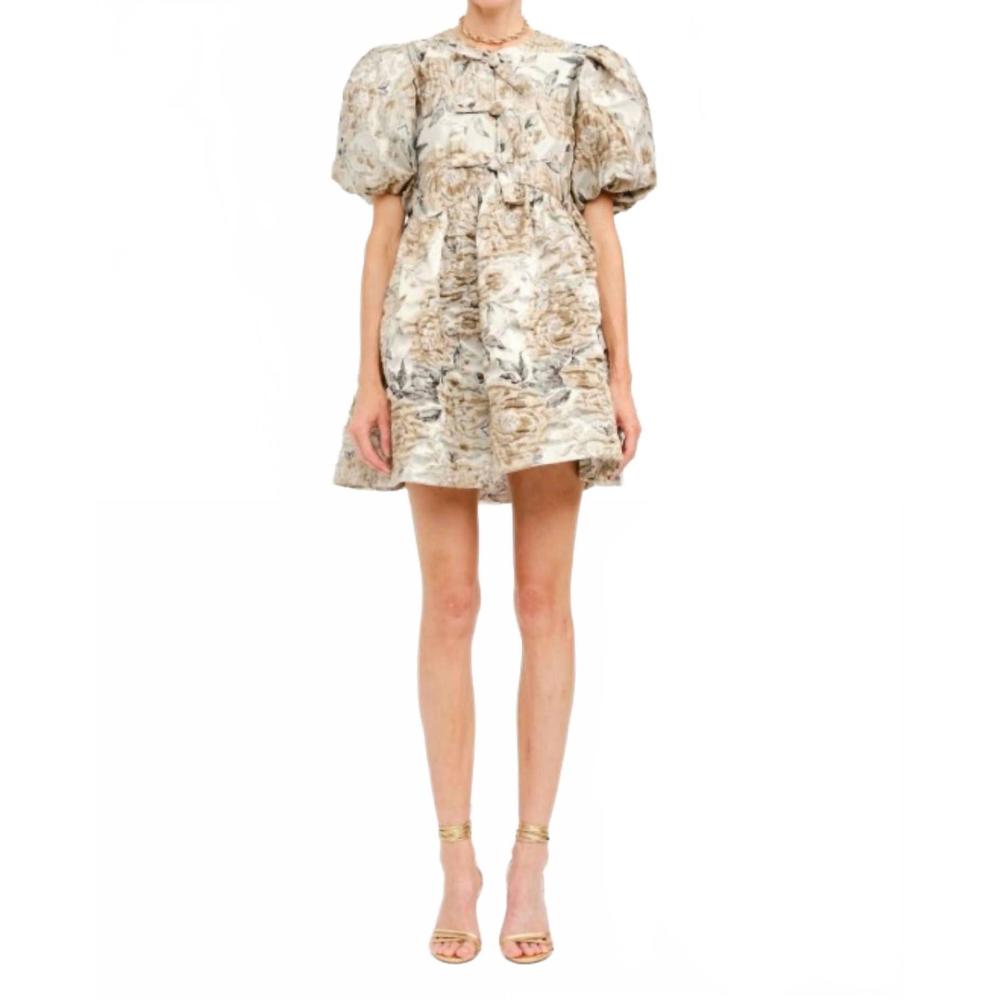 Floral Puff Sleeve Mini Dress
